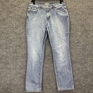 Levi's 505 Straight Leg Jeans Womens 12 Blue Light Wash Mid Rise Stretch Denim